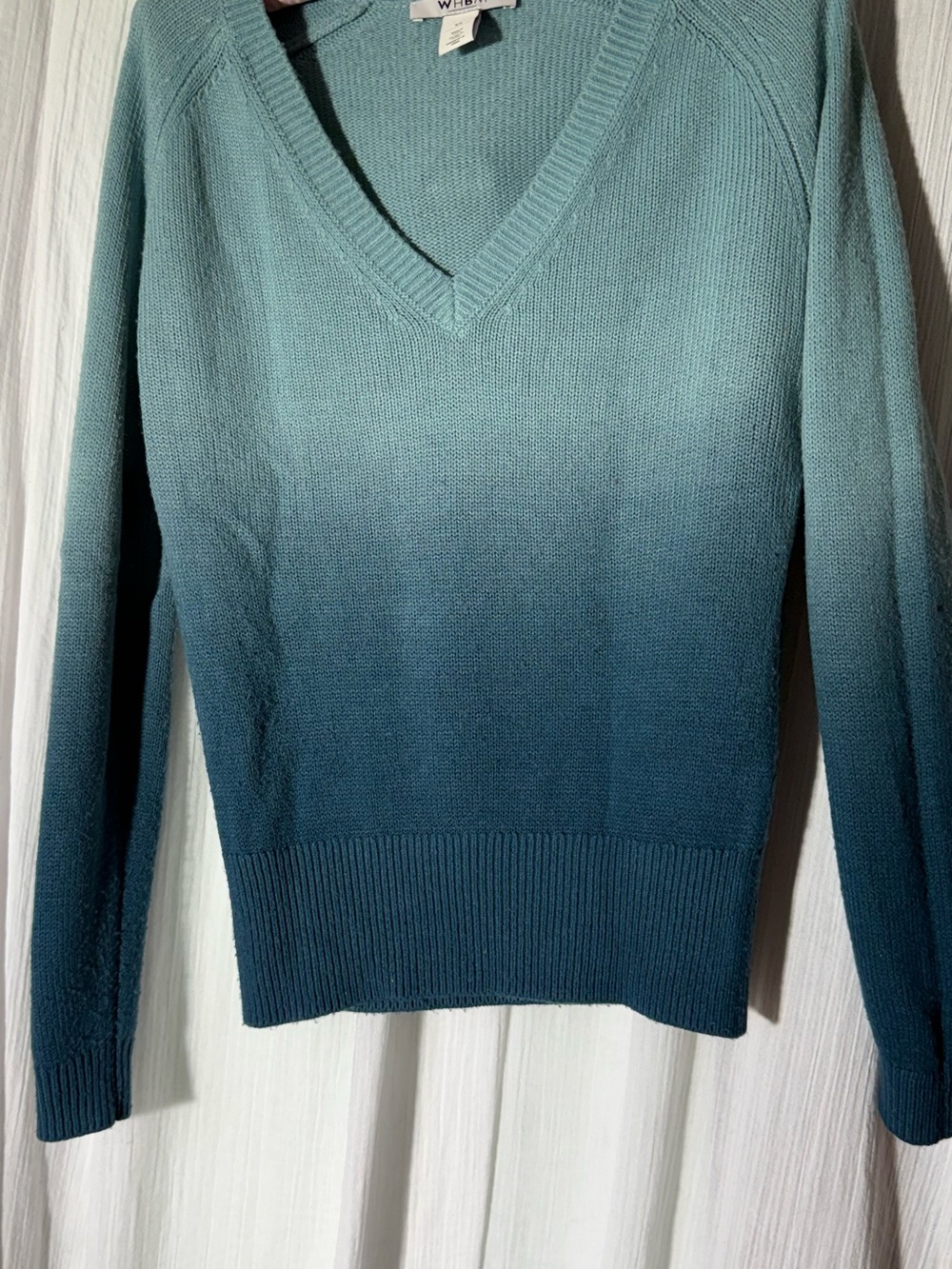 V-Neck Ombre Blue Gradient Women’s Sweater